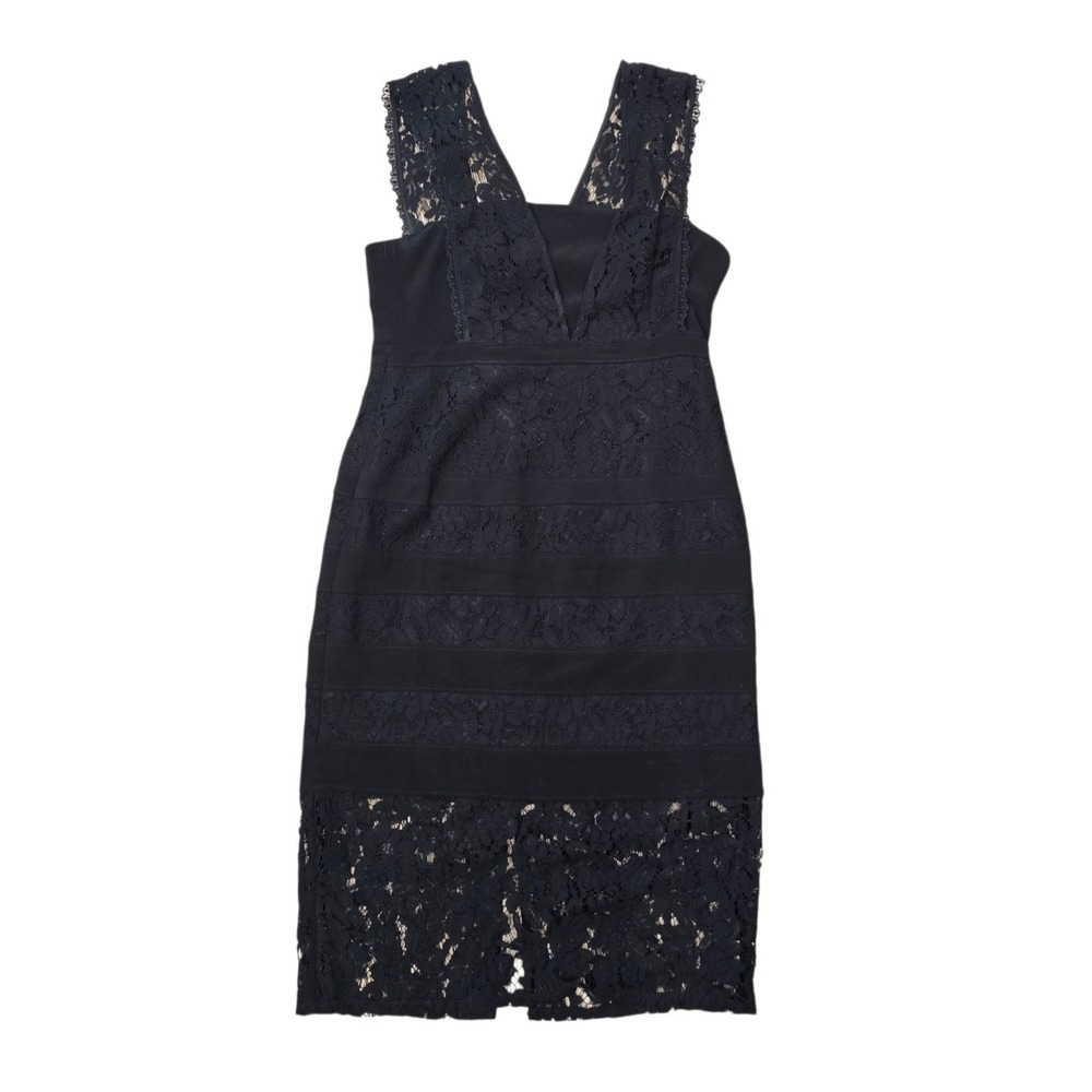 Adrianna Papell Lace Sheath Dress Women‎ 10 Black V-Neck Sleeveless LBD